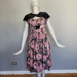 Pinup Couture Evelyn Dress With Matching Bolero In Pink Roses, VGUC, Size S